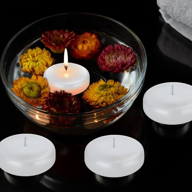 Paichi White Floating Candles for Centerpieces 3 inch, Round Burning Tea Light Candles Unscented Smokeless Paraffin Wax Dripless, for Valentine's Day, Wedding, Party, Home Decor, Pool (12 Pack) - Image 5